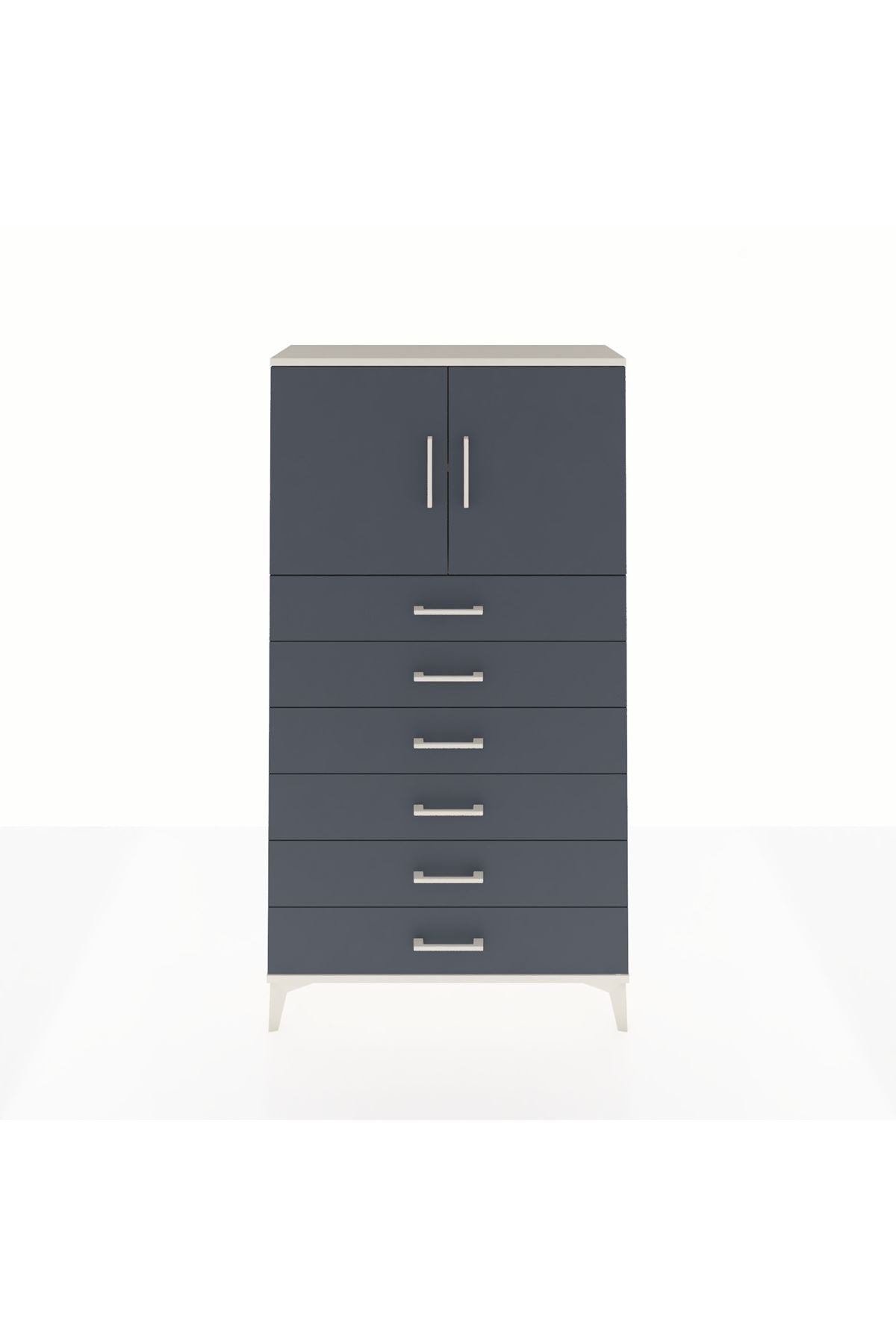 Arges Dolap 2 Raflı 6 Çekmeceli 2 Kapaklı 88x30x163 - S21M077V2A