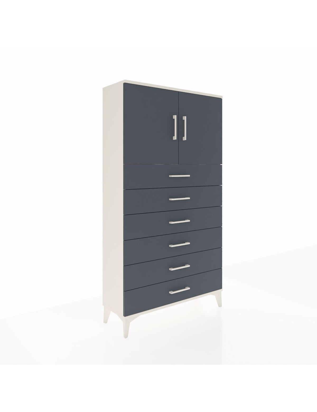 Arges Dolap 2 Raflı 6 Çekmeceli 2 Kapaklı 88x30x163 - S21M077V2A