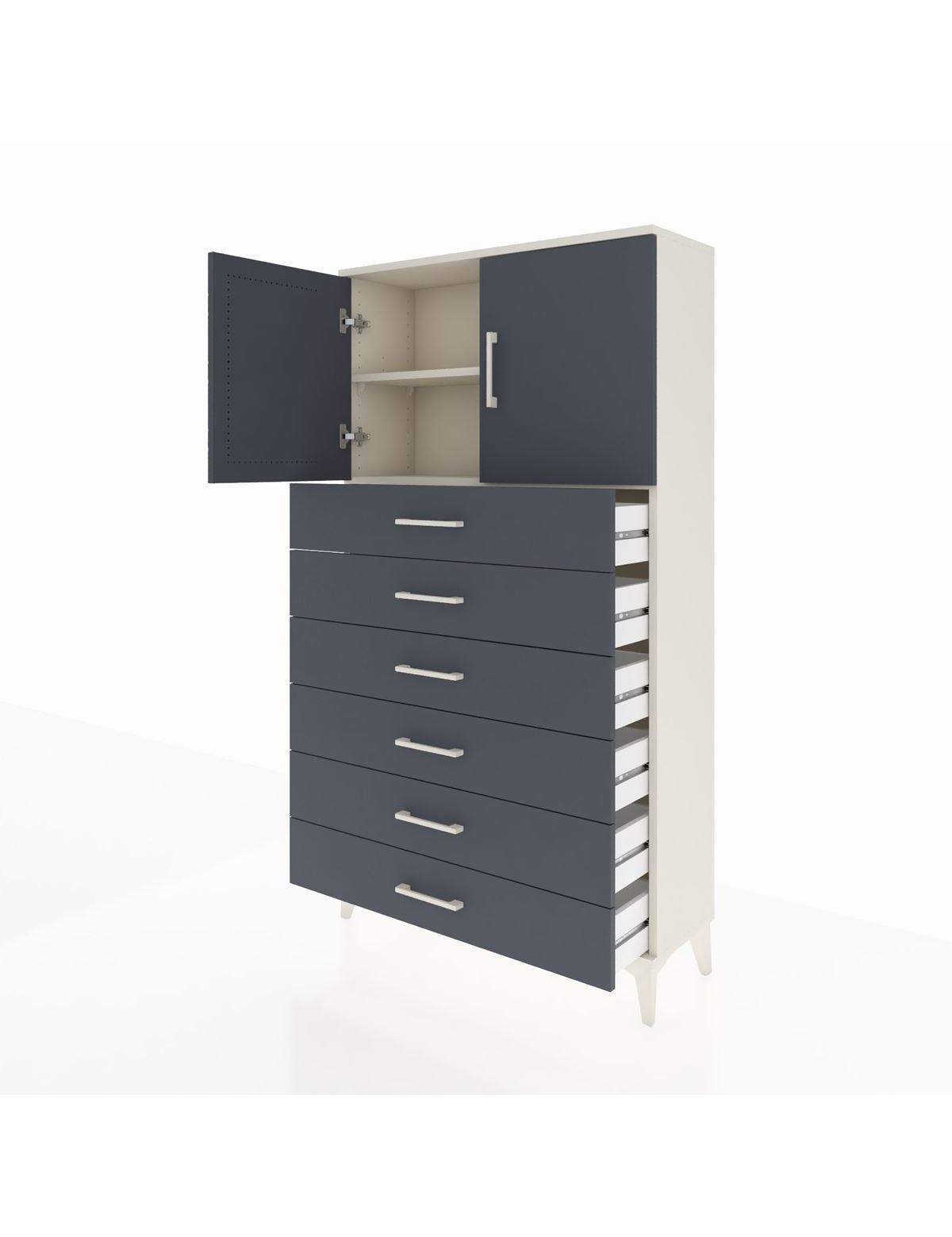 Arges Dolap 2 Raflı 6 Çekmeceli 2 Kapaklı 88x30x163 - S21M077V2A