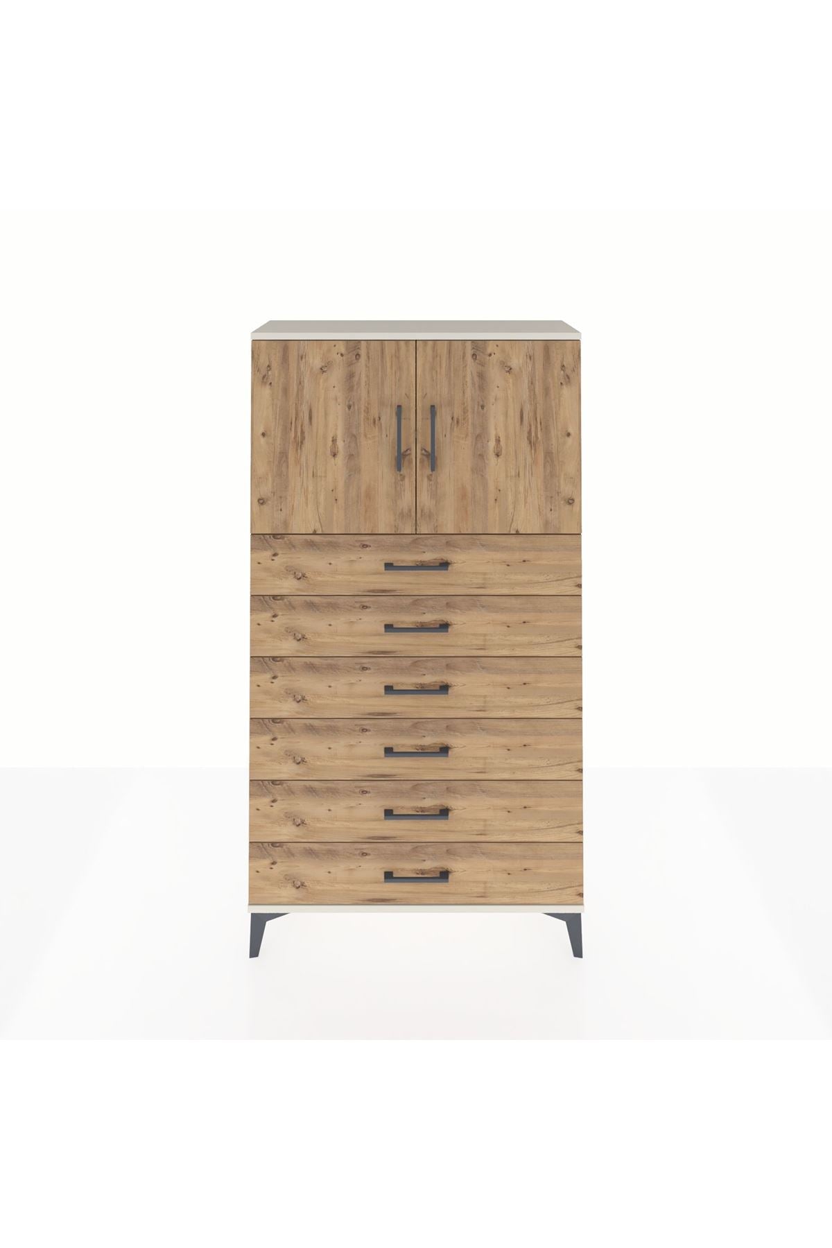 Arges Dolap 2 Raflı 6 Çekmeceli 2 Kapaklı 88x30x163 - S21M077V3A
