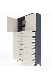 Arges Dolap 2 Raflı 6 Çekmeceli 2 Kapaklı 88x30x163 - S21M077V4A