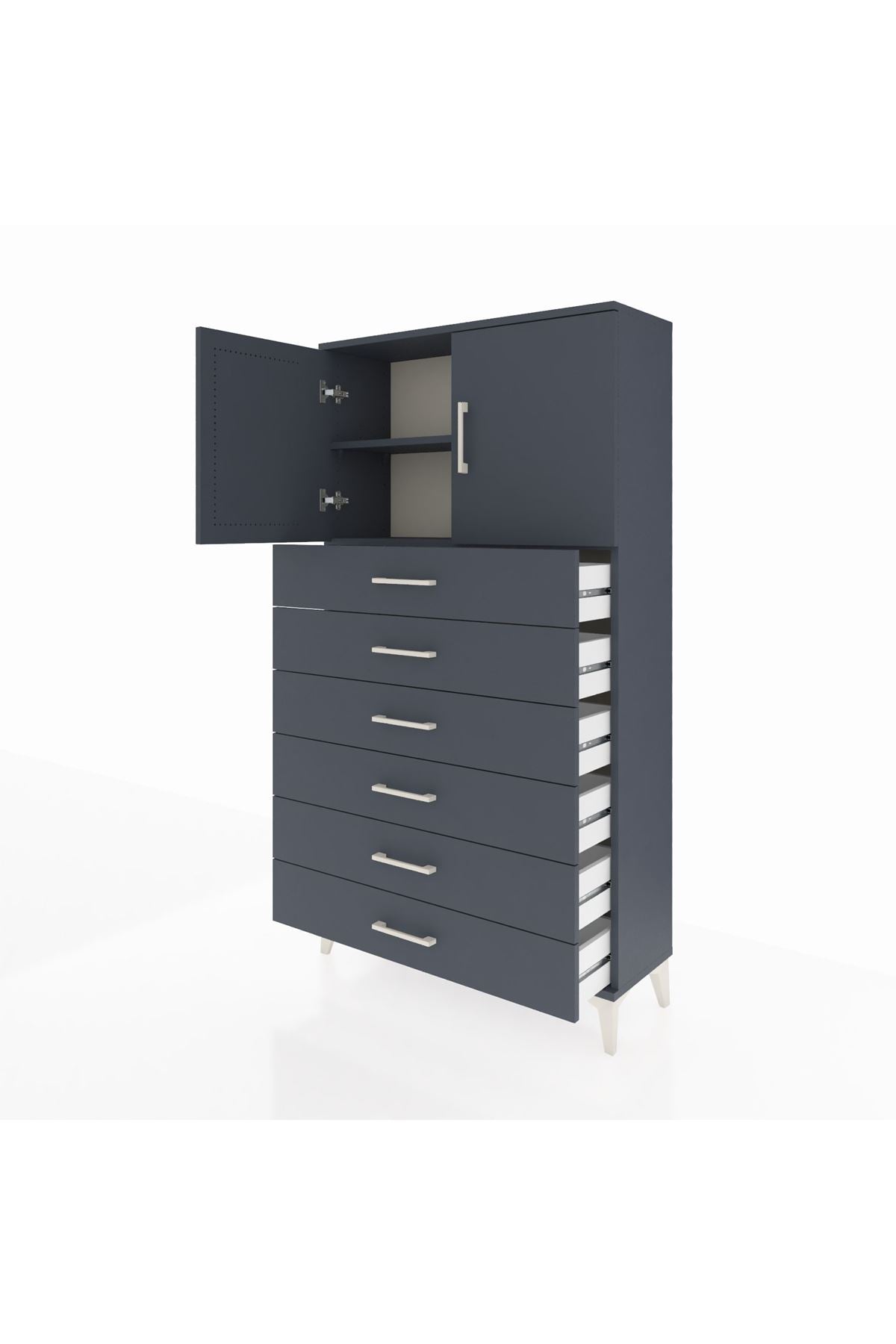 Arges Dolap 2 Raflı 6 Çekmeceli 2 Kapaklı 88x30x163 - S21M077V5A