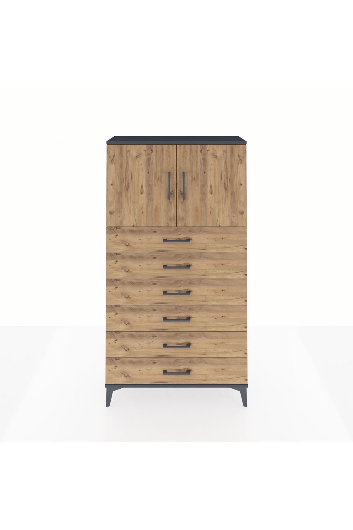 Arges Dolap 2 Raflı 6 Çekmeceli 2 Kapaklı 88x30x163 - S21M077V6A