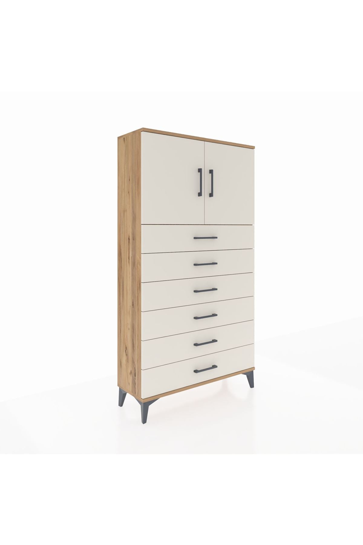 Arges Dolap 2 Raflı 6 Çekmeceli 2 Kapaklı 88x30x163 - S21M077V7A