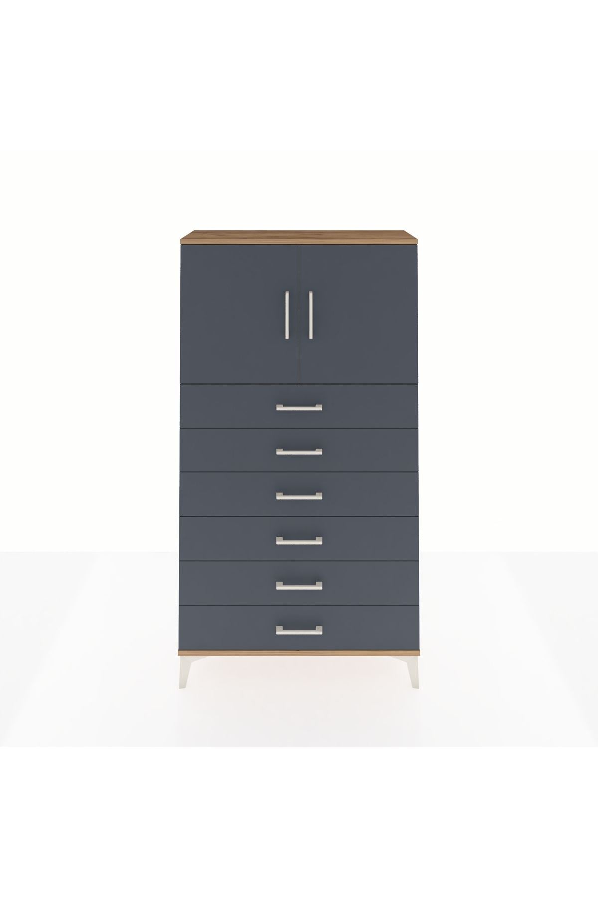 Arges Dolap 2 Raflı 6 Çekmeceli 2 Kapaklı 88x30x163 - S21M077V8A