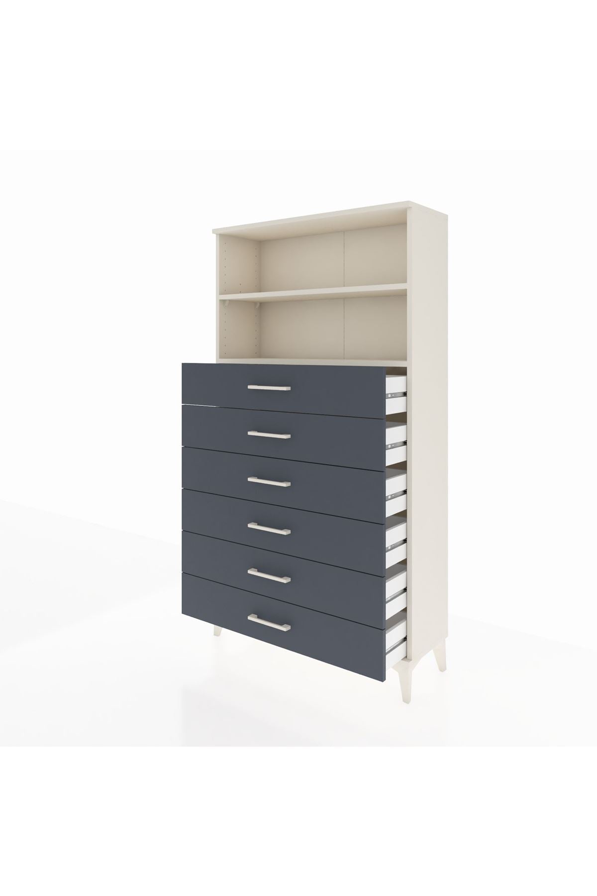 Arges Dolap 2 Raflı 6 Çekmeceli 88x30x163 - S21M078V2A