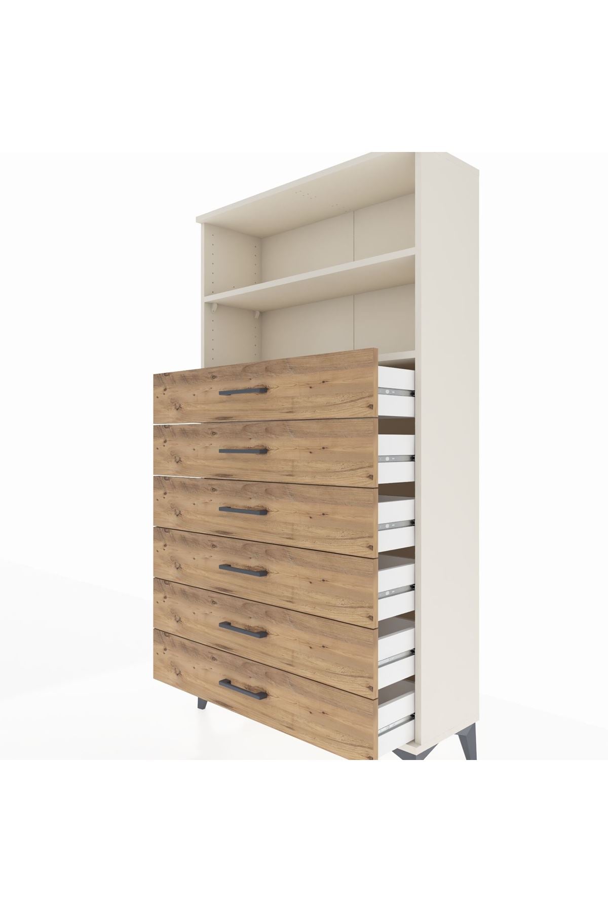Arges Dolap 2 Raflı 6 Çekmeceli 88x30x163 - S21M078V3A
