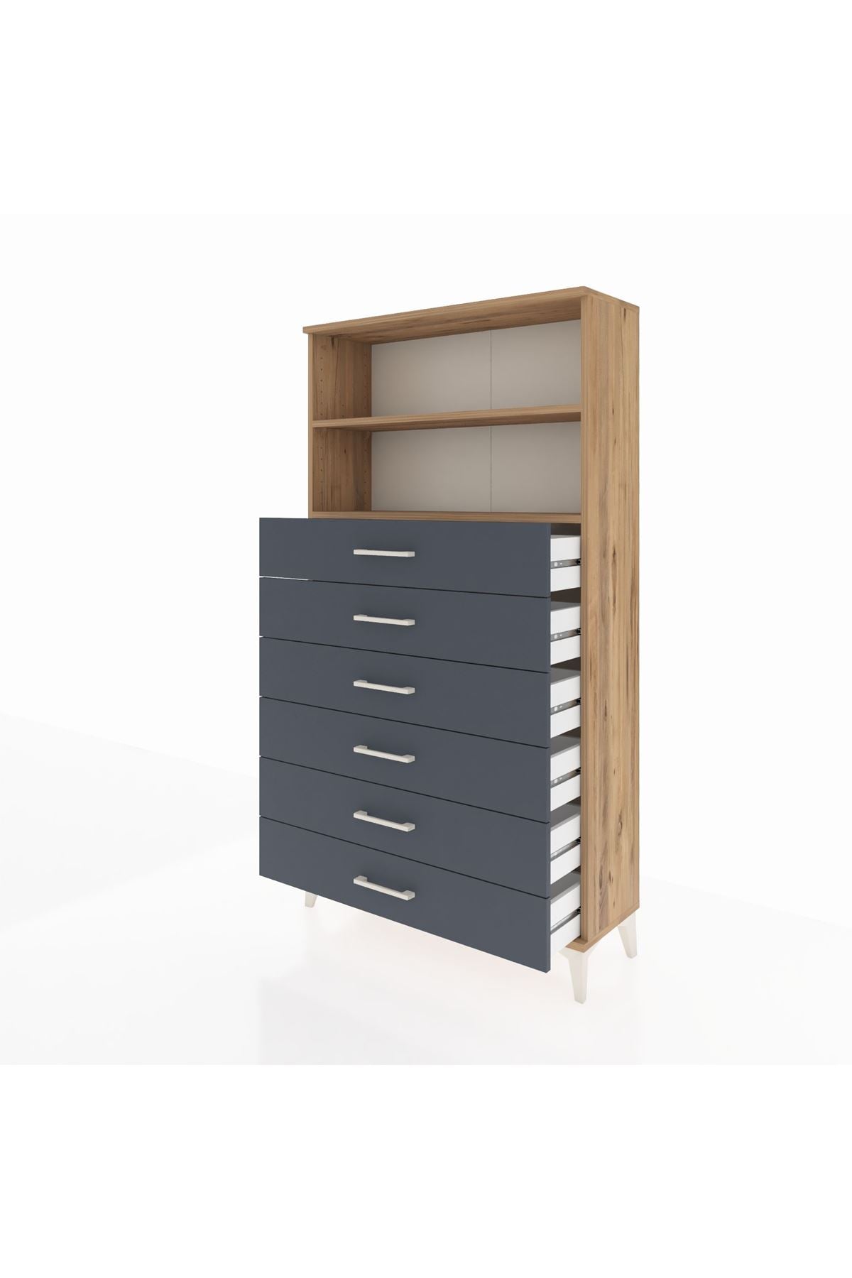 Arges Dolap 2 Raflı 6 Çekmeceli 88x30x163 - S21M078V8A