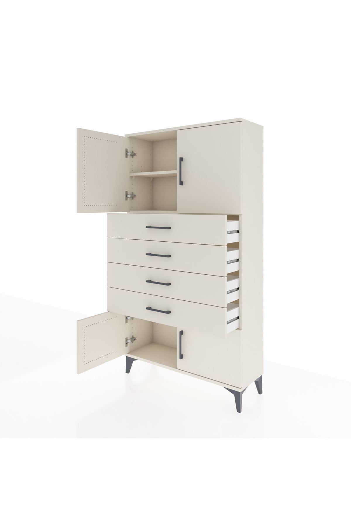 Arges Dolap 2 Raflı 4 Çekmeceli 4 Kapaklı 88x30x163 - S21M079V1A