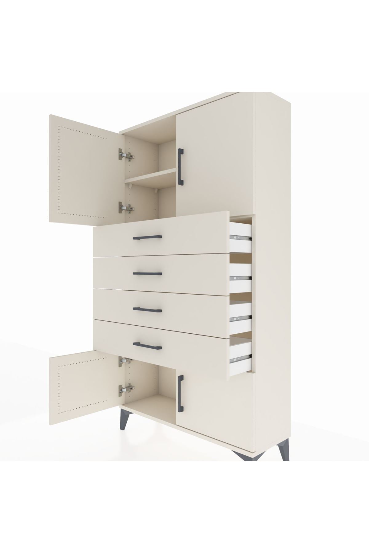 Arges Dolap 2 Raflı 4 Çekmeceli 4 Kapaklı 88x30x163 - S21M079V1A