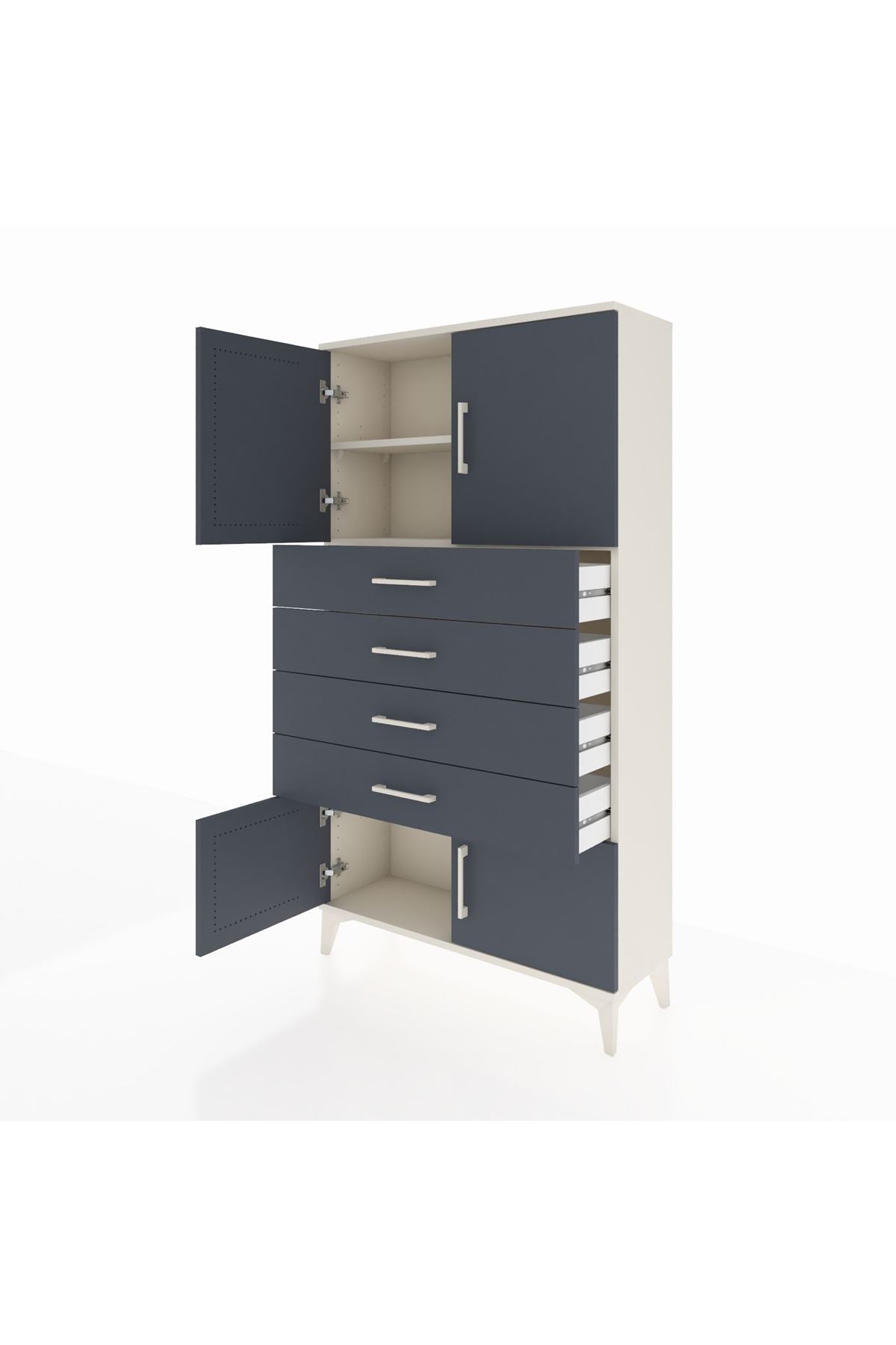 Arges Dolap 2 Raflı 4 Çekmeceli 4 Kapaklı 88x30x163 - S21M079V2A