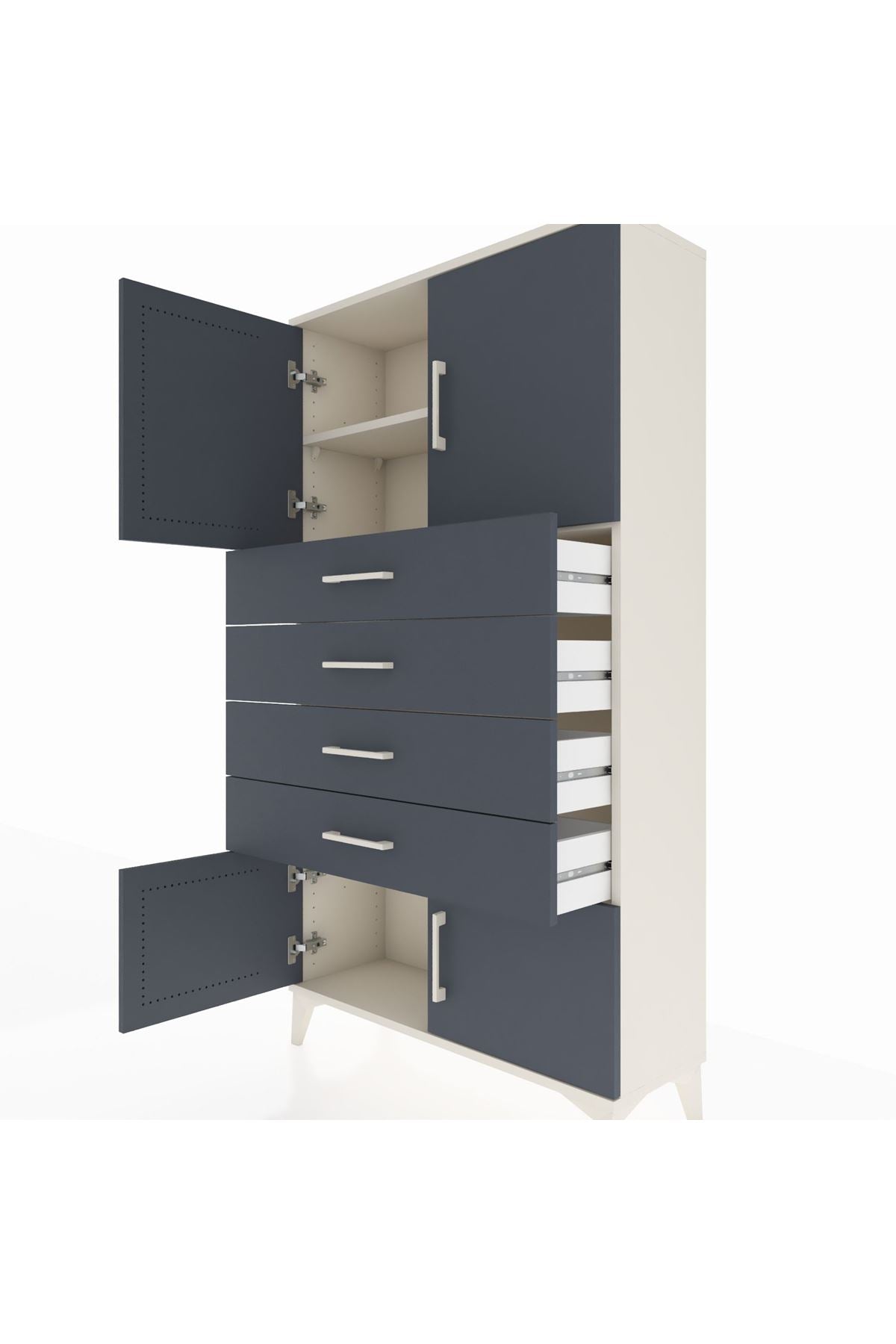 Arges Dolap 2 Raflı 4 Çekmeceli 4 Kapaklı 88x30x163 - S21M079V2A