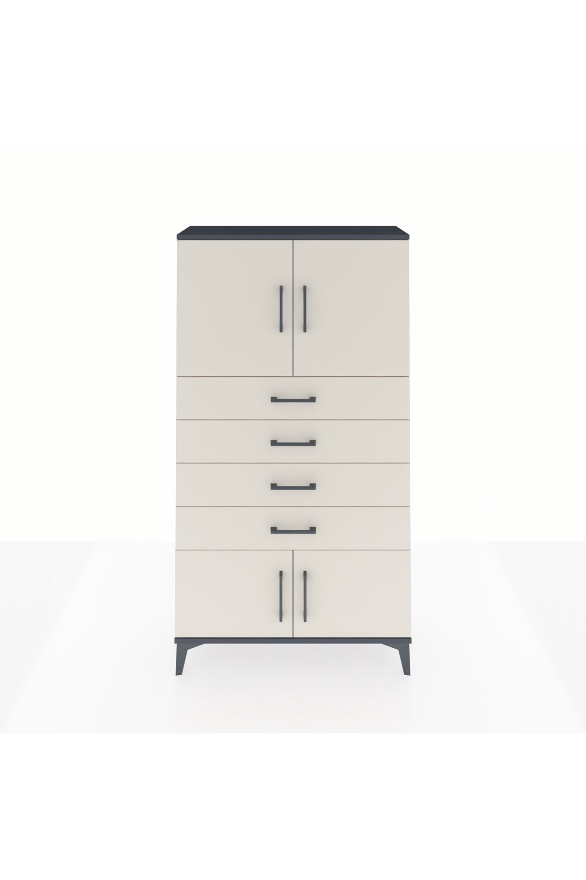 Arges Dolap 2 Raflı 4 Çekmeceli 4 Kapaklı 88x30x163 - S21M079V4A