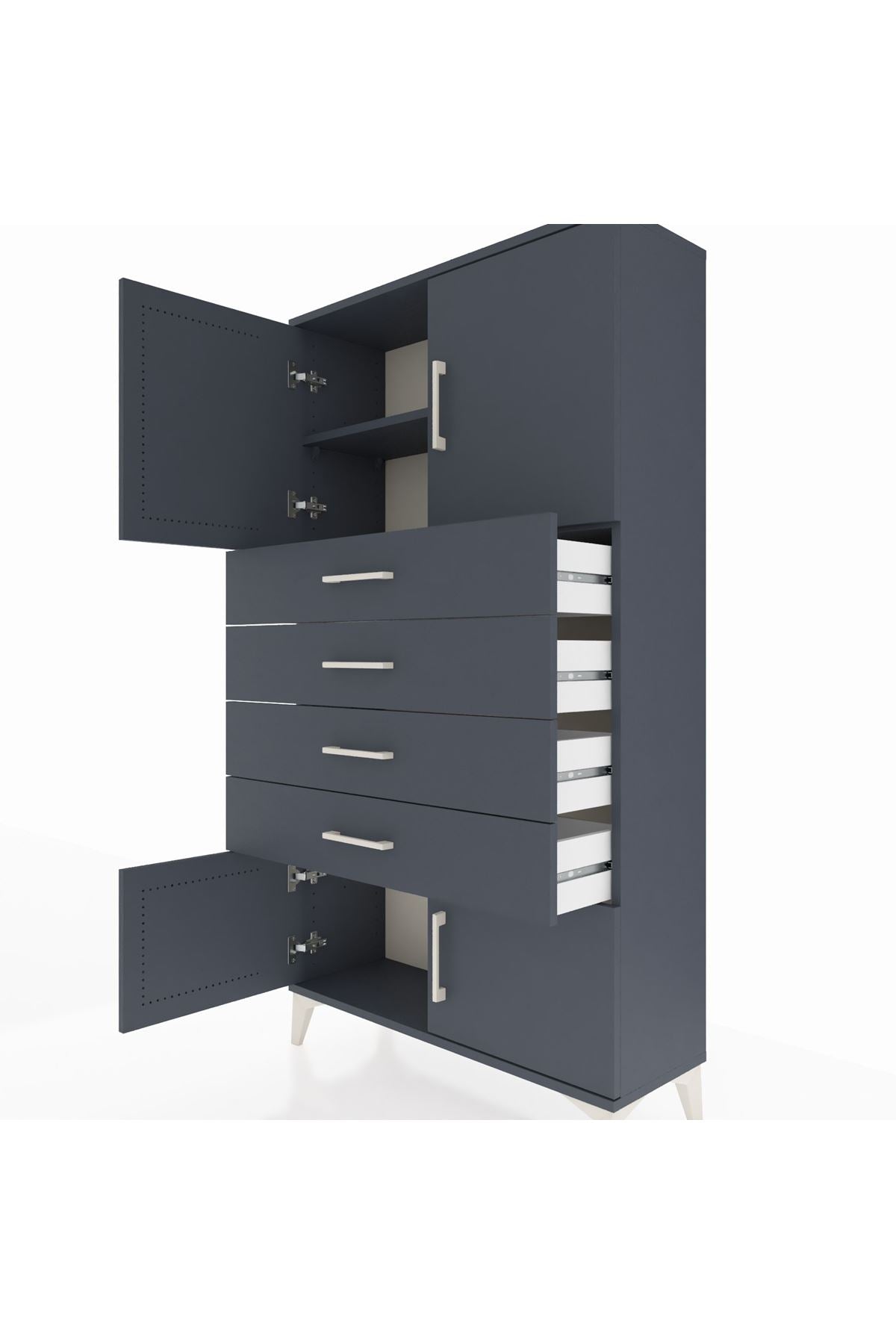 Arges Dolap 2 Raflı 4 Çekmeceli 4 Kapaklı 88x30x163 - S21M079V5A