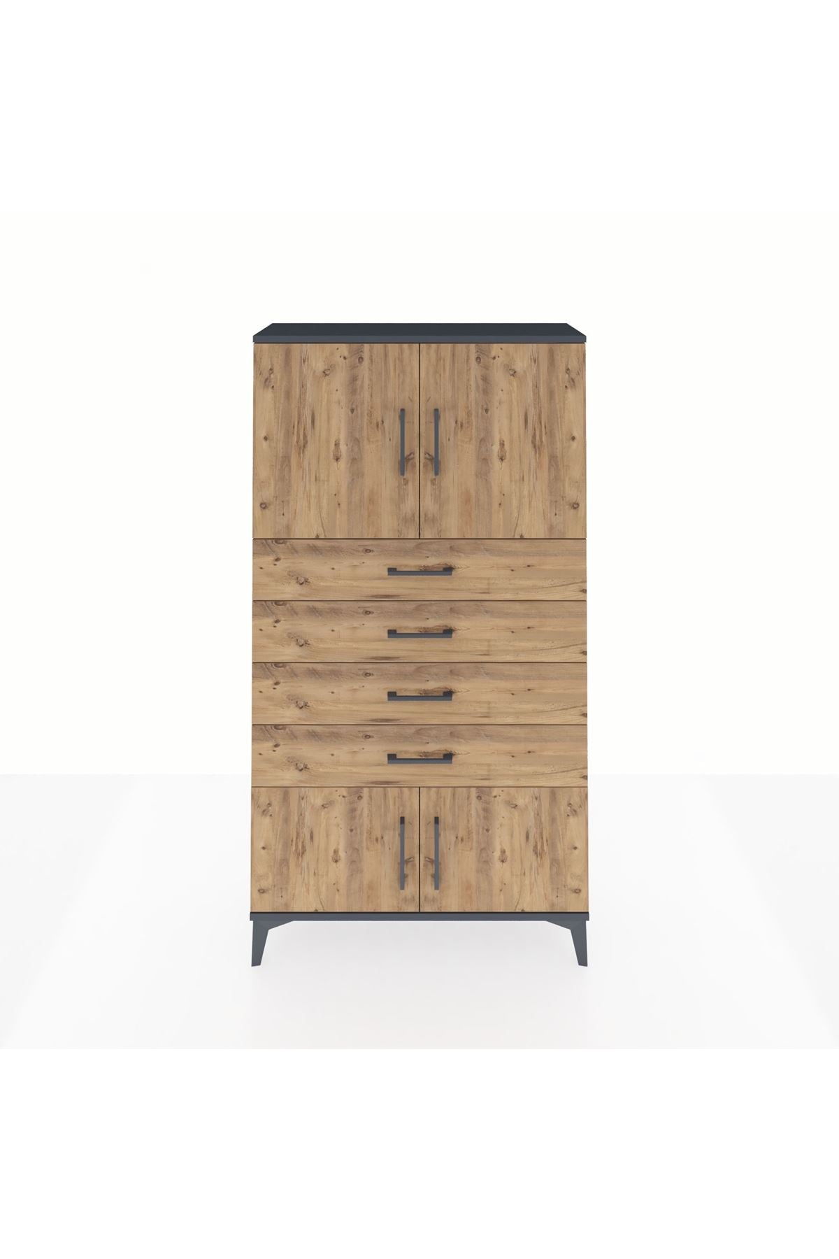 Arges Dolap 2 Raflı 4 Çekmeceli 4 Kapaklı 88x30x163 - S21M079V6A