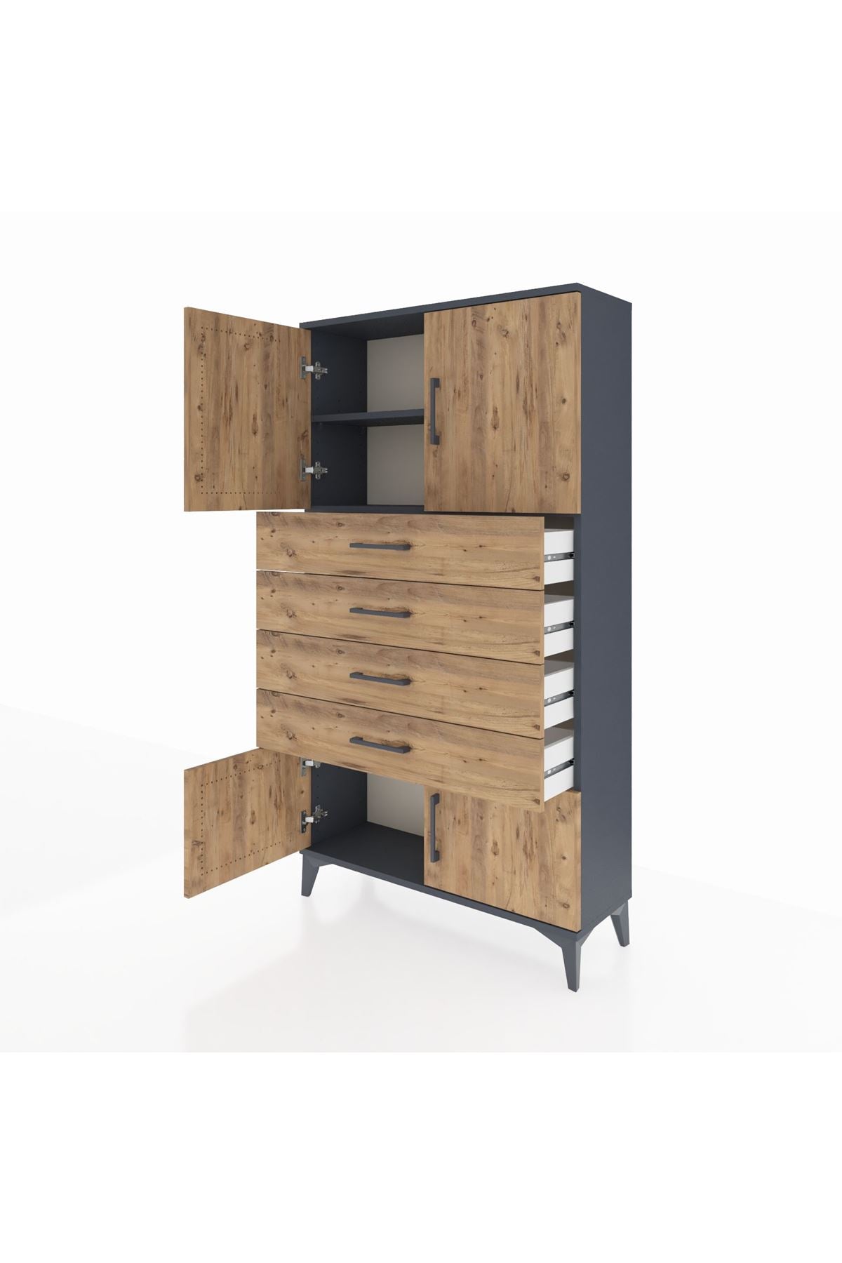 Arges Dolap 2 Raflı 4 Çekmeceli 4 Kapaklı 88x30x163 - S21M079V6A