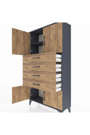 Arges Dolap 2 Raflı 4 Çekmeceli 4 Kapaklı 88x30x163 - S21M079V6A