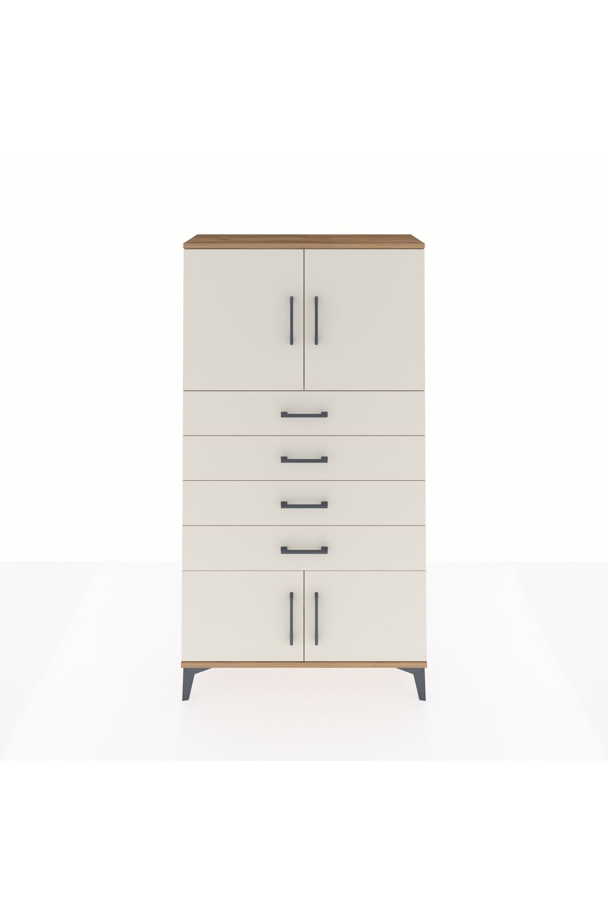 Arges Dolap 2 Raflı 4 Çekmeceli 4 Kapaklı 88x30x163 - S21M079V7A