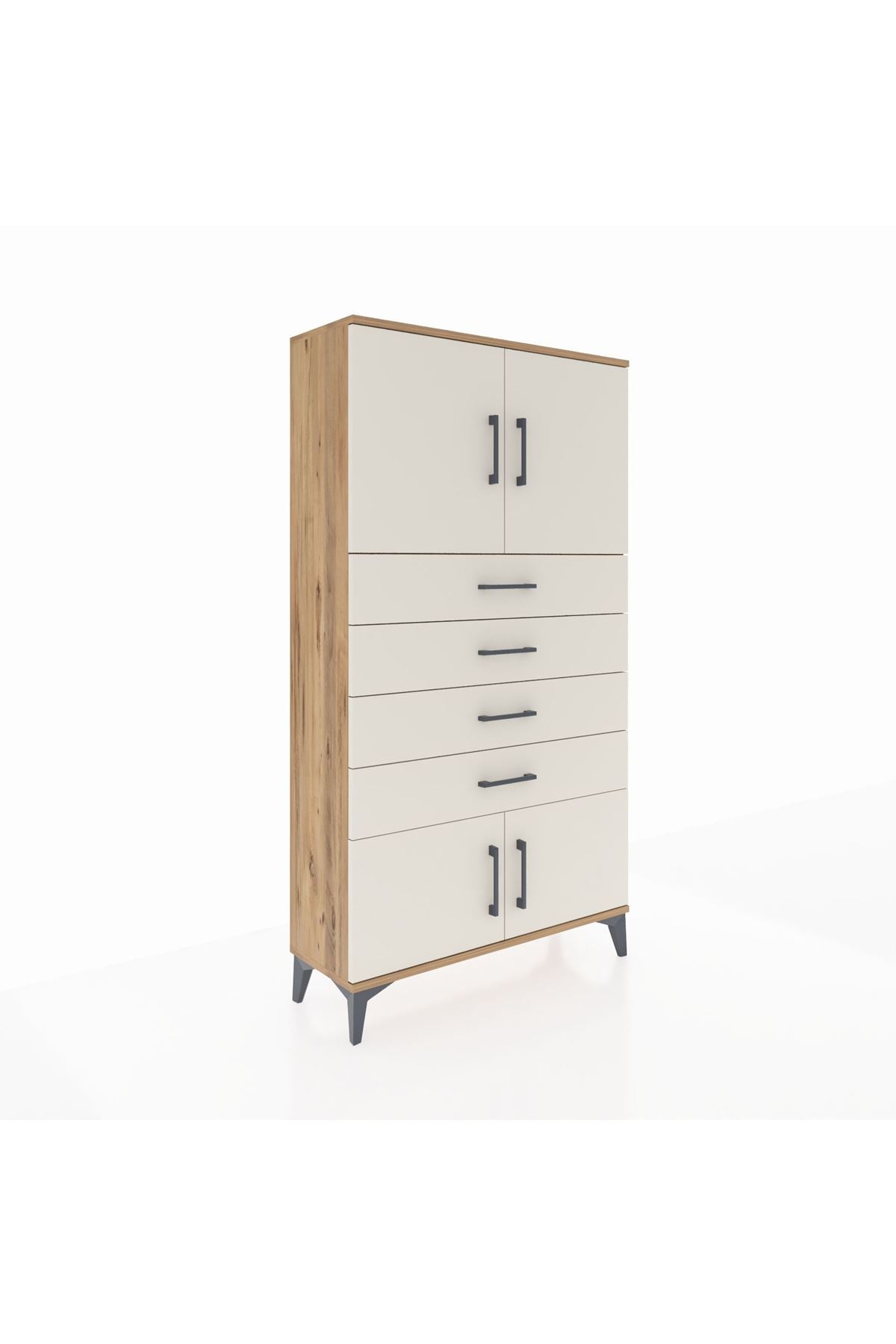 Arges Dolap 2 Raflı 4 Çekmeceli 4 Kapaklı 88x30x163 - S21M079V7A