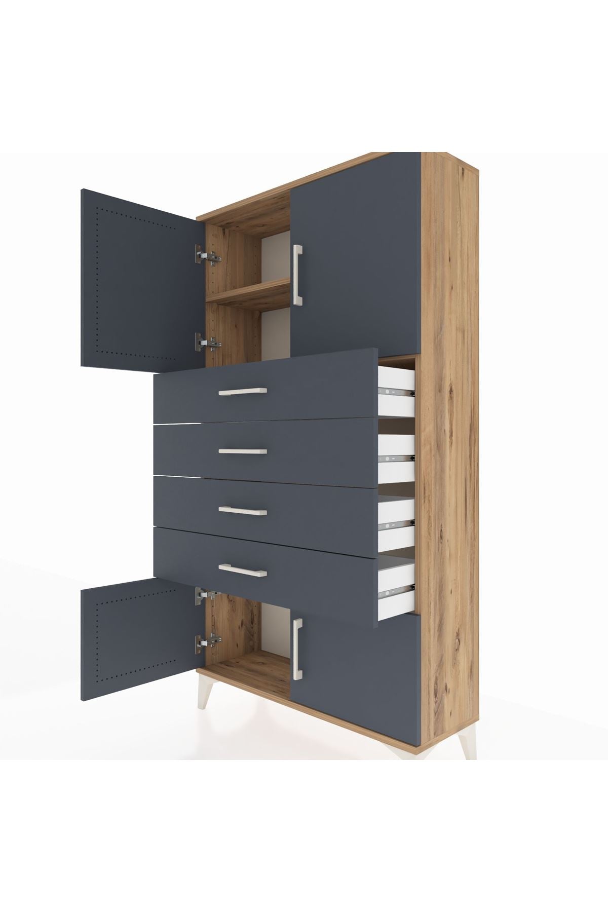 Arges Dolap 2 Raflı 4 Çekmeceli 4 Kapaklı 88x30x163 - S21M079V8A