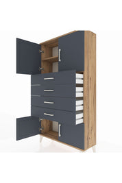 Arges Dolap 2 Raflı 4 Çekmeceli 4 Kapaklı 88x30x163 - S21M079V8A