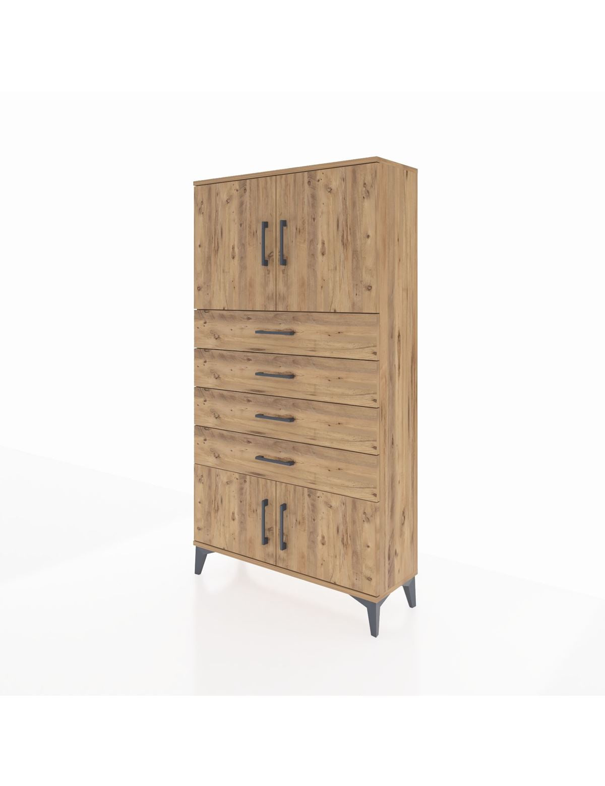 Arges Dolap 2 Raflı 4 Çekmeceli 4 Kapaklı 88x30x163 - S21M079V9A