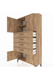 Arges Dolap 2 Raflı 4 Çekmeceli 4 Kapaklı 88x30x163 - S21M079V9A