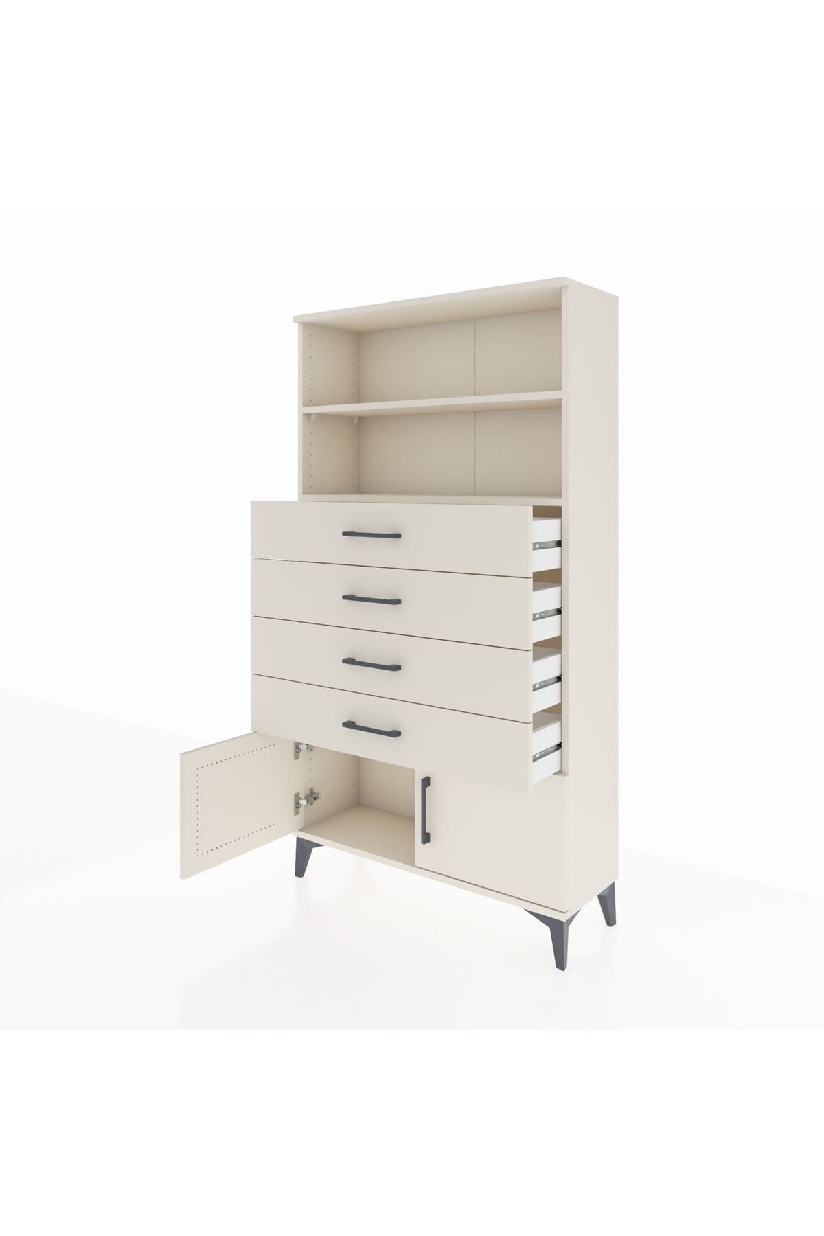 Arges Dolap 2 Raflı 4 Çekmeceli 2 Kapaklı 88x30x163 - S21M080V1A