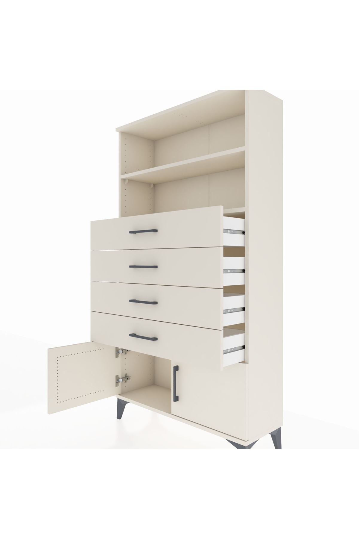 Arges Dolap 2 Raflı 4 Çekmeceli 2 Kapaklı 88x30x163 - S21M080V1A