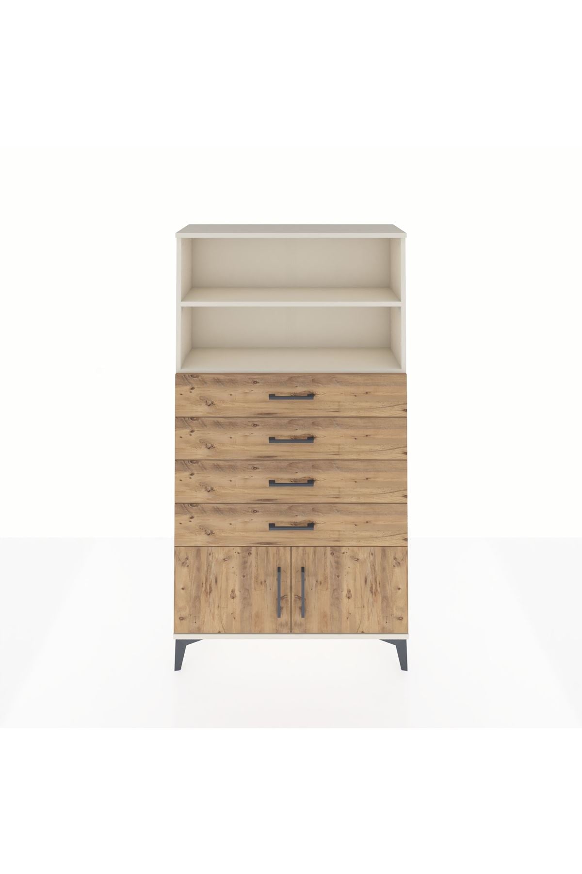 Arges Dolap 2 Raflı 4 Çekmeceli 2 Kapaklı 88x30x163 - S21M080V3A