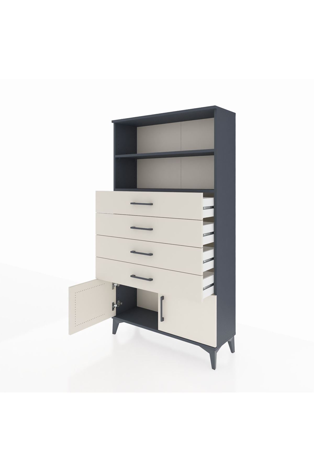 Arges Dolap 2 Raflı 4 Çekmeceli 2 Kapaklı 88x30x163 - S21M080V4A