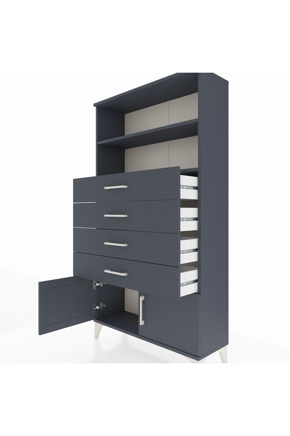 Arges Dolap 2 Raflı 4 Çekmeceli 2 Kapaklı 88x30x163 - S21M080V5A