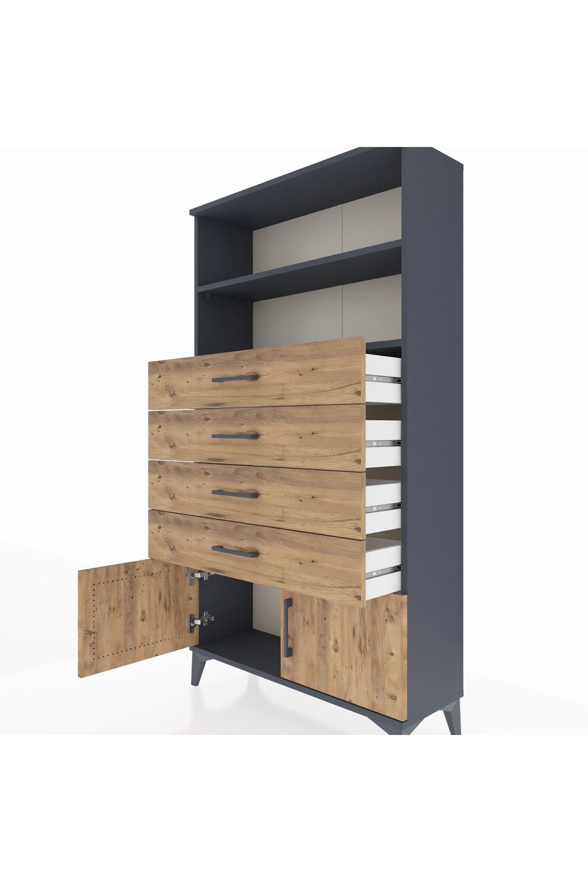 Arges Dolap 2 Raflı 4 Çekmeceli 2 Kapaklı 88x30x163 - S21M080V6A