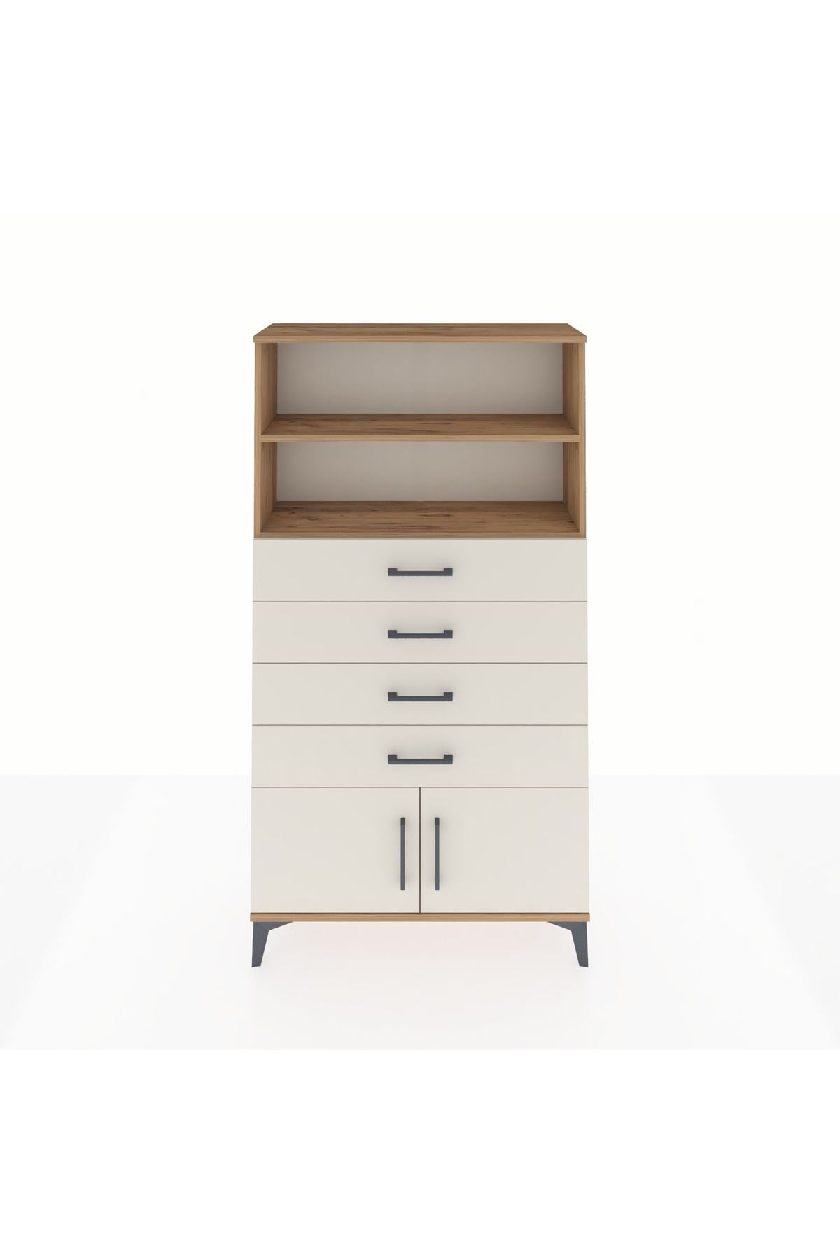 Arges Dolap 2 Raflı 4 Çekmeceli 2 Kapaklı 88x30x163 - S21M080V7A