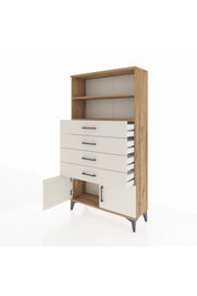 Arges Dolap 2 Raflı 4 Çekmeceli 2 Kapaklı 88x30x163 - S21M080V7A