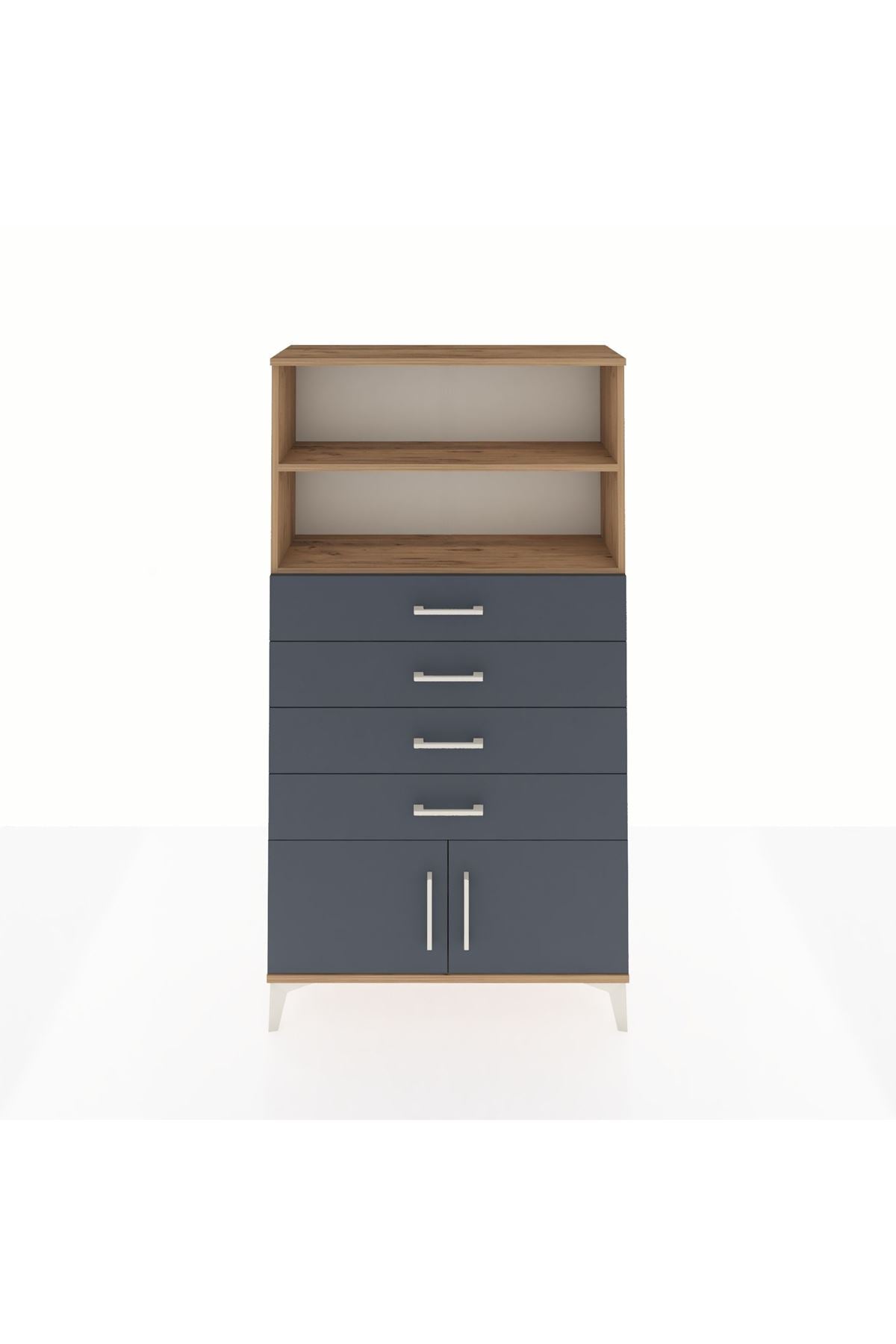 Arges Dolap 2 Raflı 4 Çekmeceli 2 Kapaklı 88x30x163 - S21M080V8A