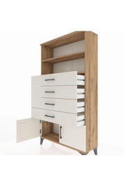 Arges Dolap 2 Raflı 4 Çekmeceli 2 Kapaklı 88x30x163 - S21M080V7A