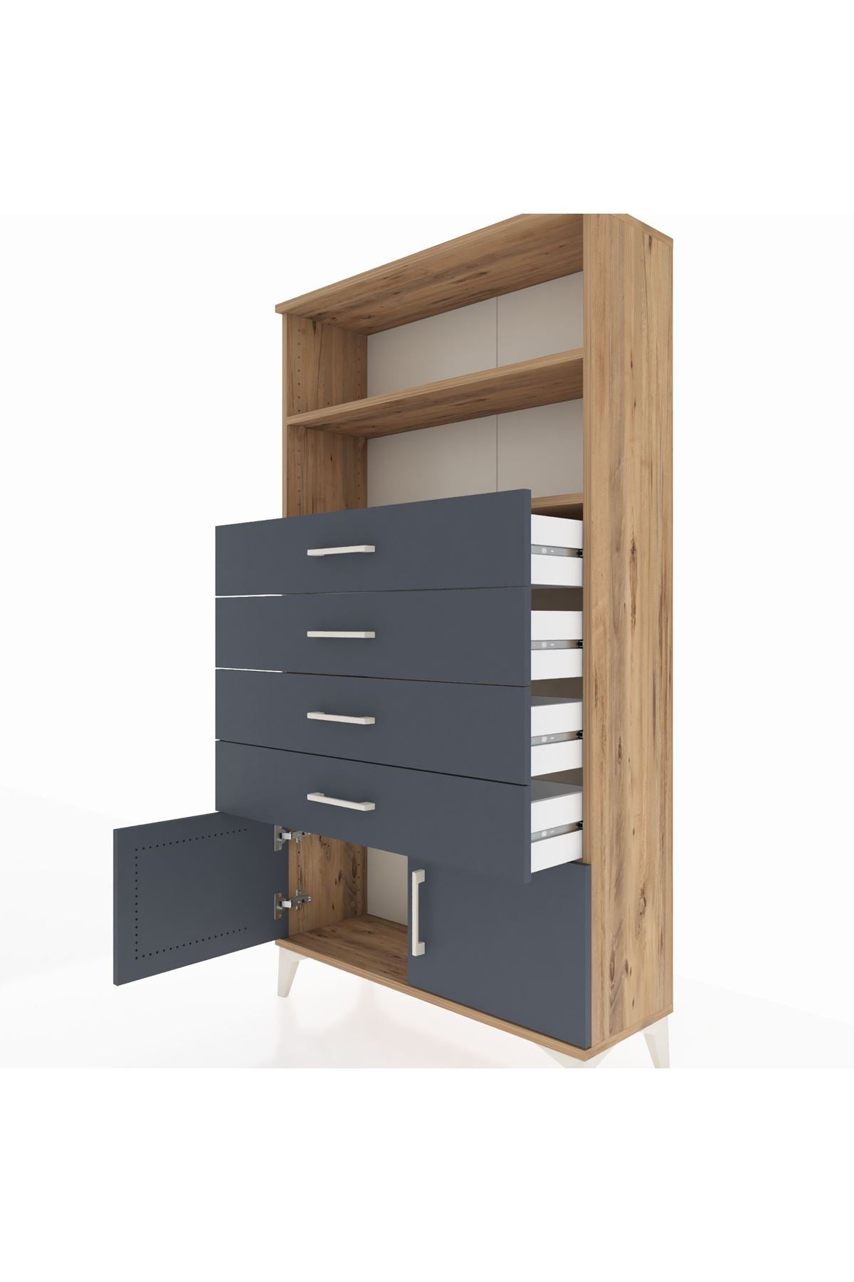 Arges Dolap 2 Raflı 4 Çekmeceli 2 Kapaklı 88x30x163 - S21M080V8A