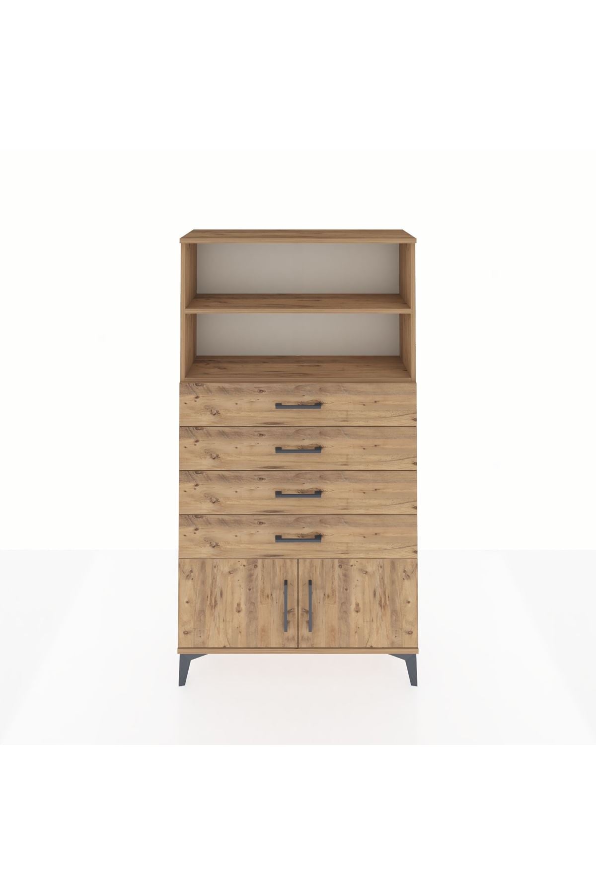 Arges Dolap 2 Raflı 4 Çekmeceli 2 Kapaklı 88x30x163 - S21M080V9A
