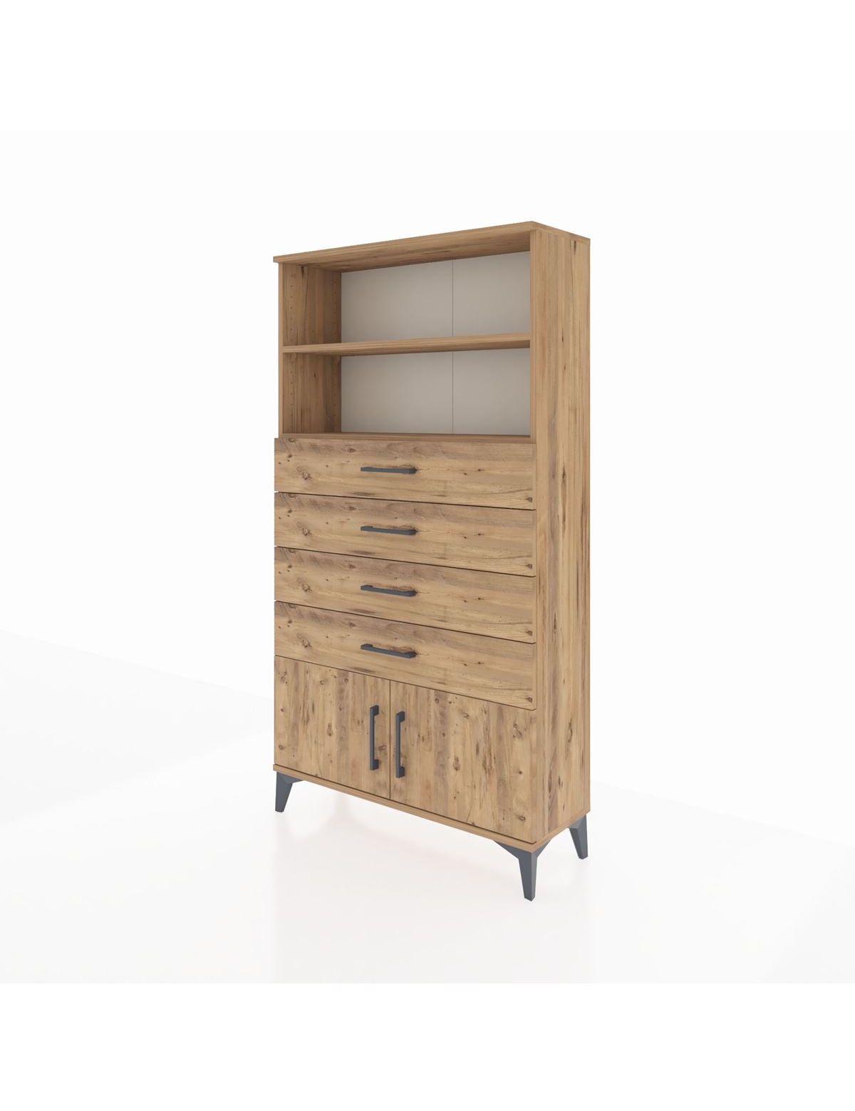Arges Dolap 2 Raflı 4 Çekmeceli 2 Kapaklı 88x30x163 - S21M080V9A