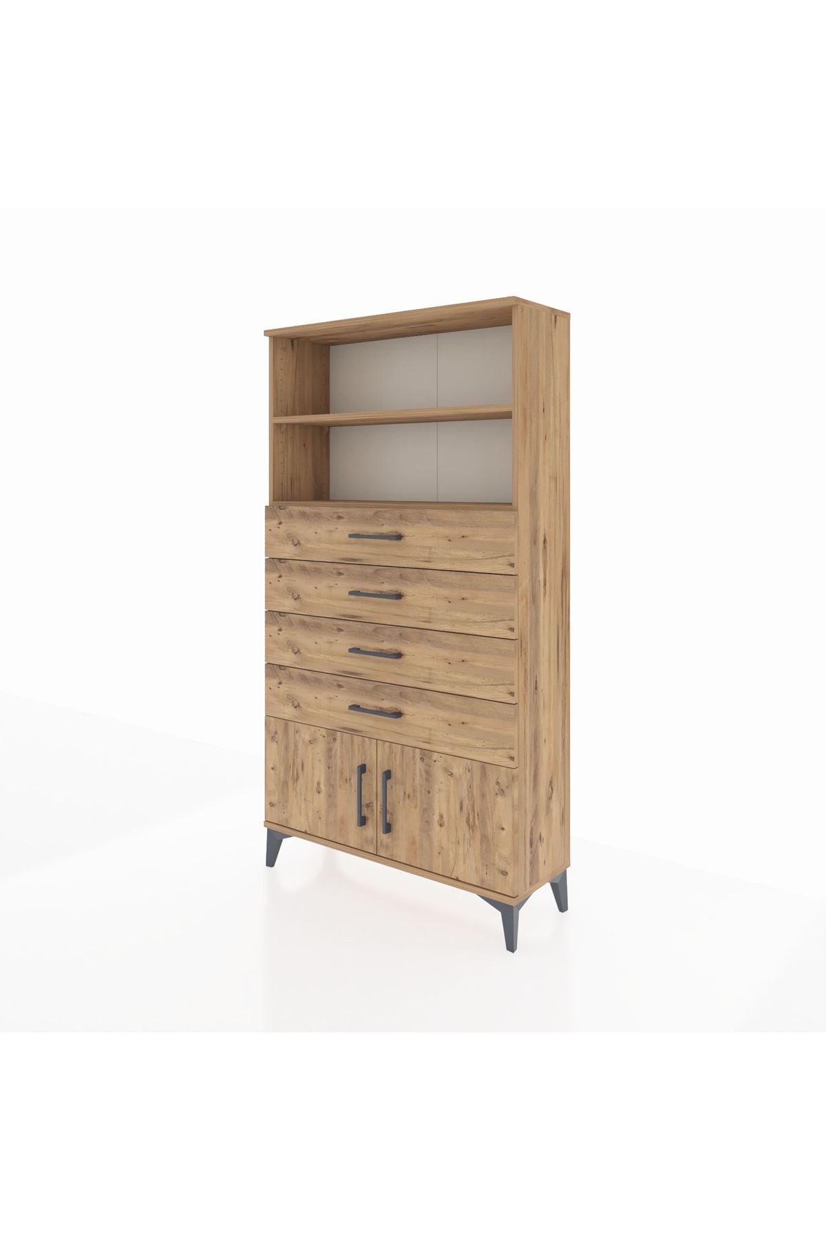 Arges Dolap 2 Raflı 4 Çekmeceli 2 Kapaklı 88x30x163 - S21M080V9A