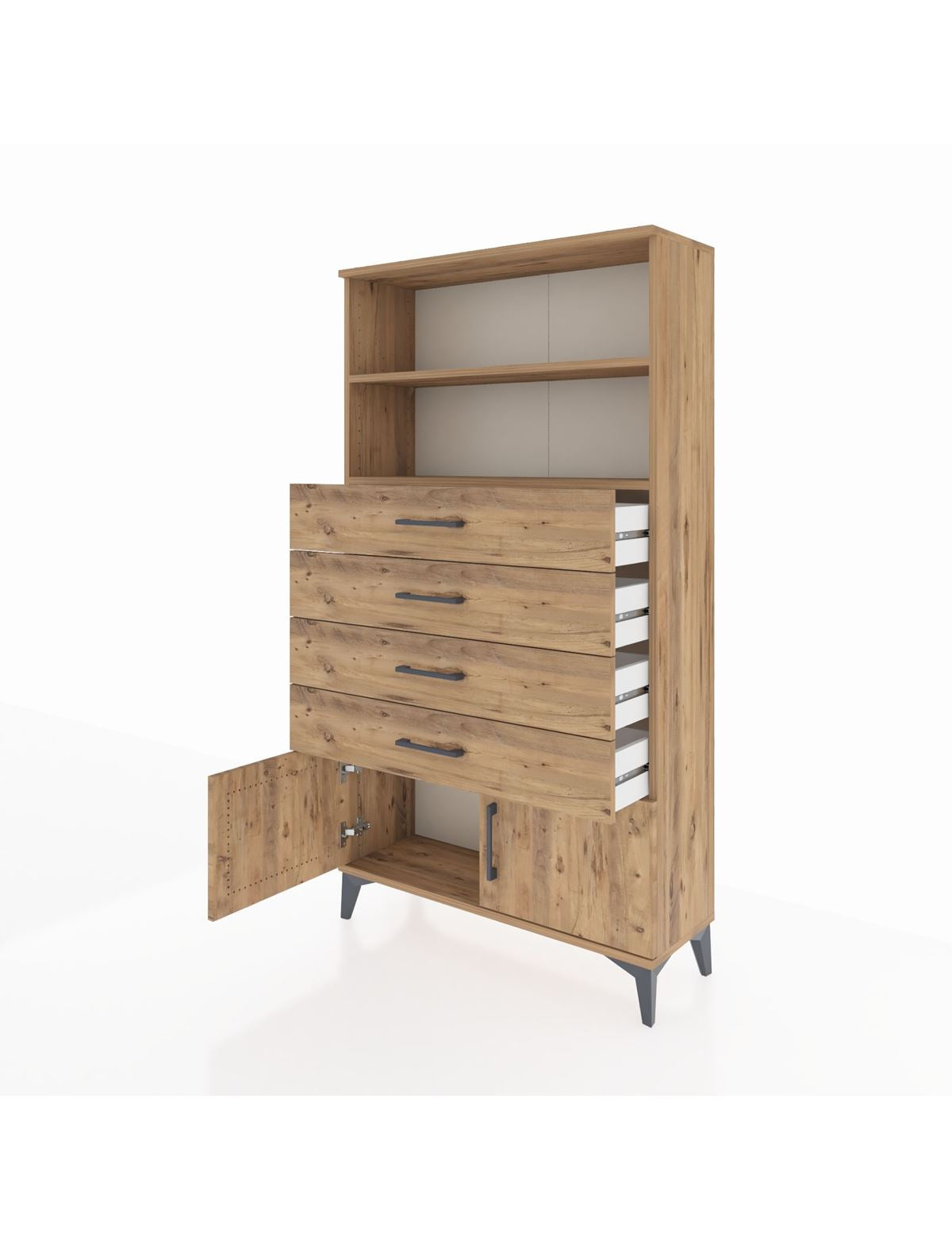 Arges Dolap 2 Raflı 4 Çekmeceli 2 Kapaklı 88x30x163 - S21M080V9A