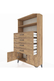 Arges Dolap 2 Raflı 4 Çekmeceli 2 Kapaklı 88x30x163 - S21M080V9A