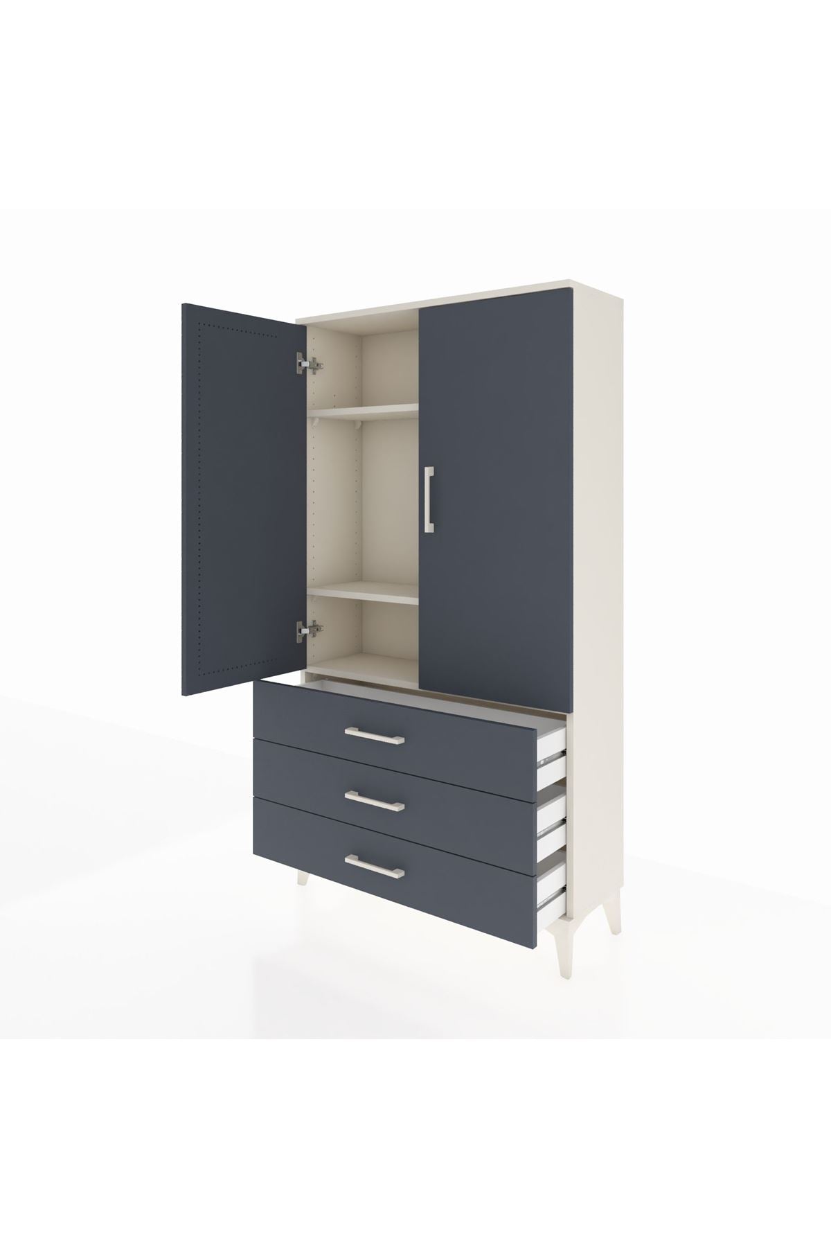 Arges Dolap 3 Raflı 3 Çekmeceli 2 Kapaklı 88x30x163 - S21M081V2A