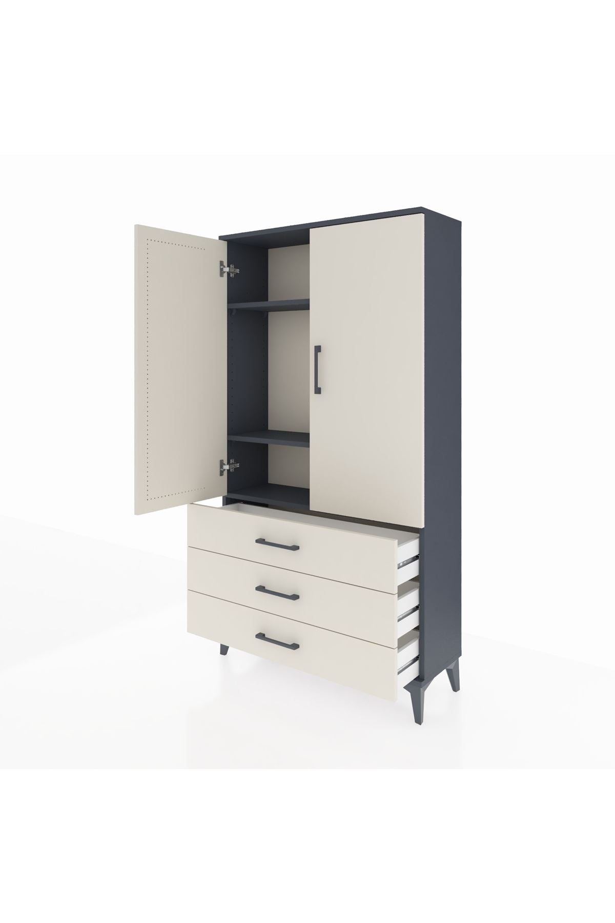Arges Dolap 3 Raflı 3 Çekmeceli 2 Kapaklı 88x30x163 - S21M081V4A