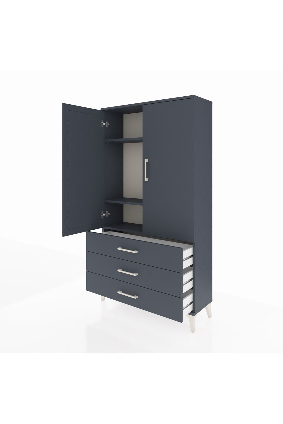 Arges Dolap 3 Raflı 3 Çekmeceli 2 Kapaklı 88x30x163 - S21M081V5A