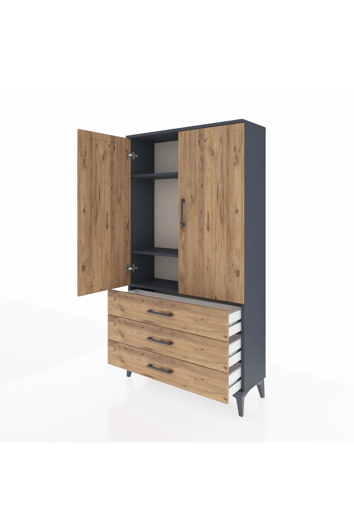 Arges Dolap 3 Raflı 3 Çekmeceli 2 Kapaklı 88x30x163 - S21M081V6A