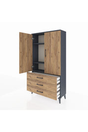 Arges Dolap 3 Raflı 3 Çekmeceli 2 Kapaklı 88x30x163 - S21M081V6A