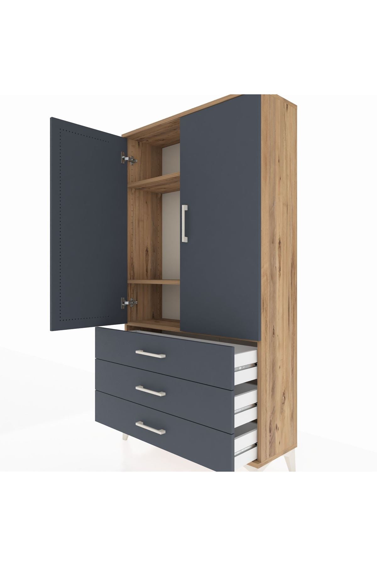 Arges Dolap 3 Raflı 3 Çekmeceli 2 Kapaklı 88x30x163 - S21M081V8A