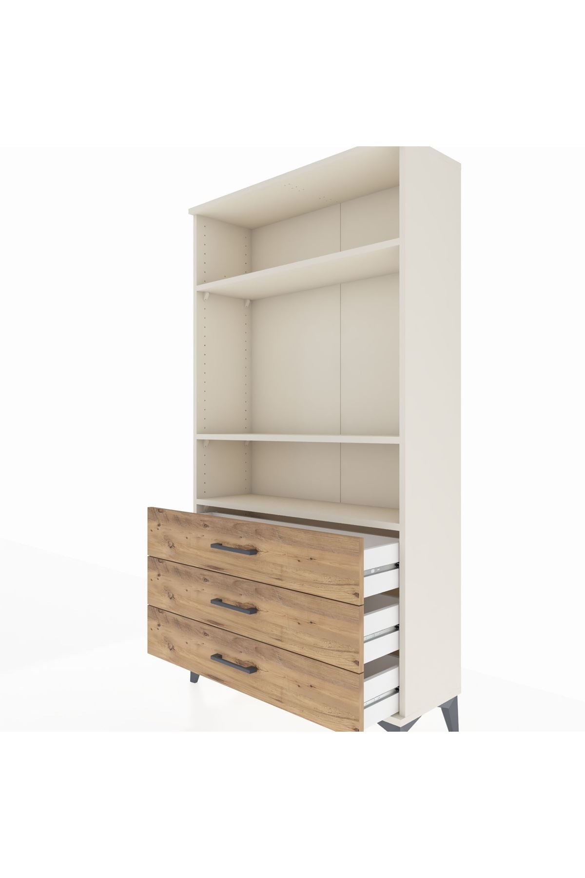 Arges Dolap 3 Raflı 3 Çekmeceli 88x30x163 - S21M082V3A